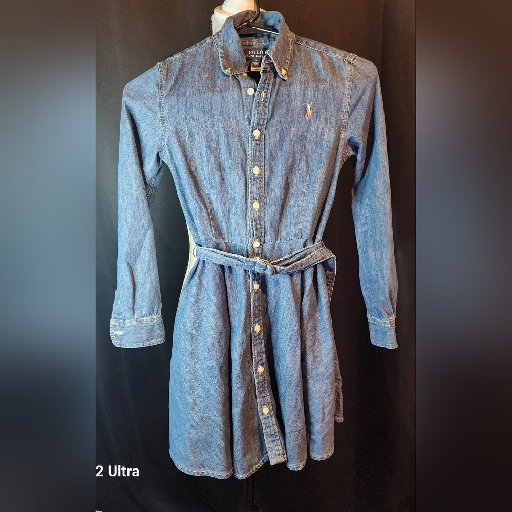 Girls Polo Ralph Lauren Size 10 Belted Dress with Pockets
